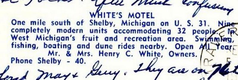Whites Motel (Woodys Bar & Motel) - Vintage Postcard (newer photo)